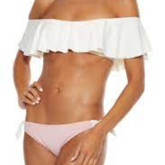 ✅ EBERJEY Margarita ruffled bandeau bikini top CREAM SIZE LARGE - Picture 1 of 6